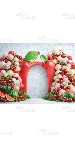 Tło fotograficzne „Wiśniowa brama – soczysta letnia kompozycja” | UB_787